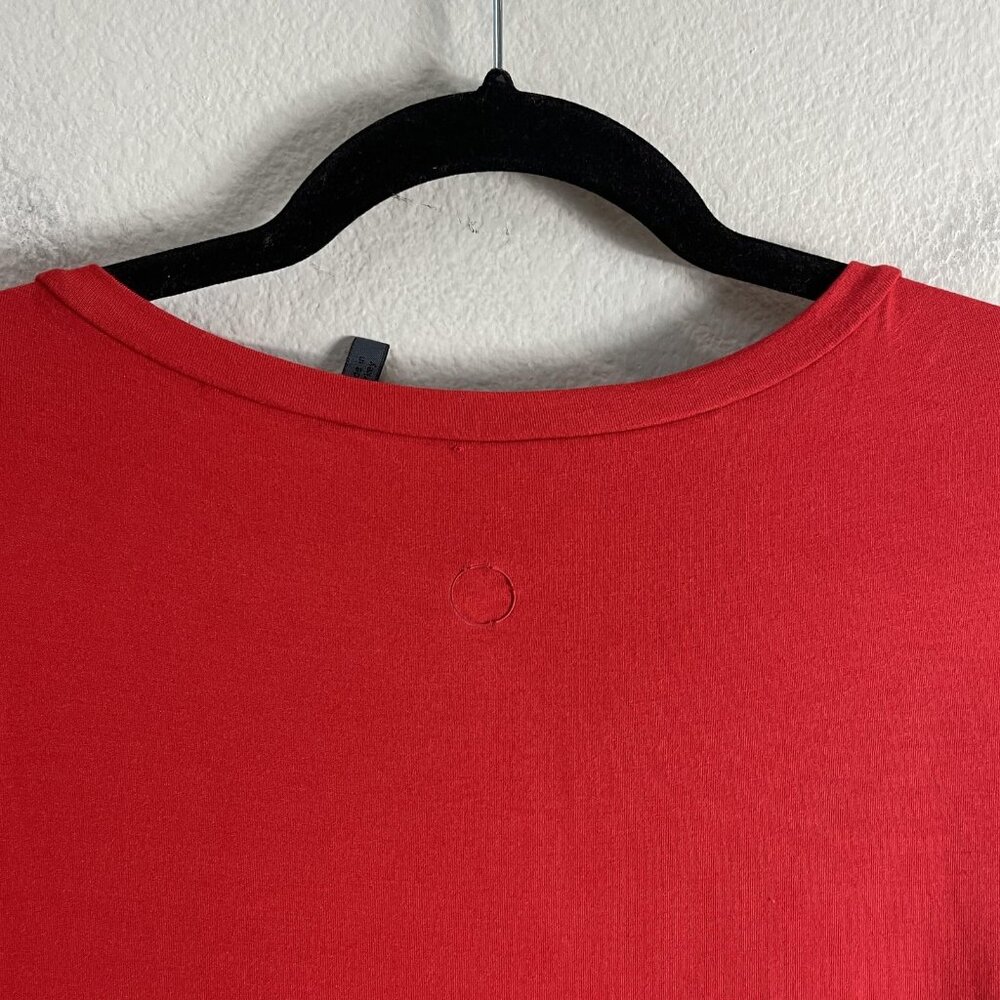 OSKA Dress Womens 1 Red Jersey Long Sleeve Shift Midi Pockets Minimalist Casual - Picture 11 of 11